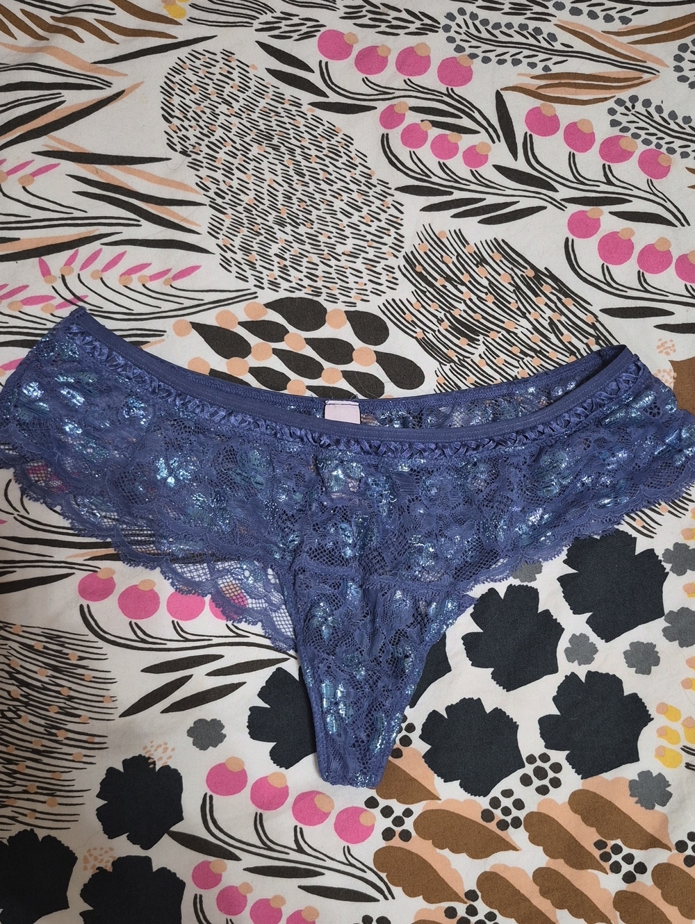 Victoria's Secret Blue Lace Cheeky Panty with Shimmer